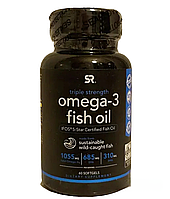 Омега-3, рыбий жир, Omega-3 Fish Oil, Sports Research, тройная сила, 1250 мг, 60 гелевых капсул