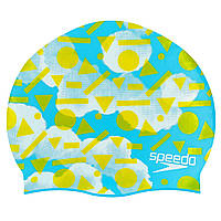 Шапочка для плавания детская SPEEDO JUNIOR SLOGAN PRINT 808386B955 голубой-желтый at