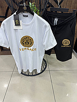 Комплект Versace футболка+шорты трикотажные. Мужской костюм Весраче летний