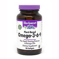 Жирные кислоты Bluebonnet Omega 3-6-9 Plant-Based 1000 mg, 90 капсул DS