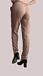 Літні штани жіночі великого розміру Жіночі штани прямі на літо бежеві, фото 4