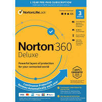 Антивирус Norton by Symantec NORTON 360 DELUXE 25GB 1 USER 3 DEVICE 12M (21409592) ASN