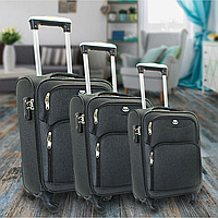 Комплект дорожных чемоданов текстиль из 3х шт на 4х колесах, набор чемоданов three