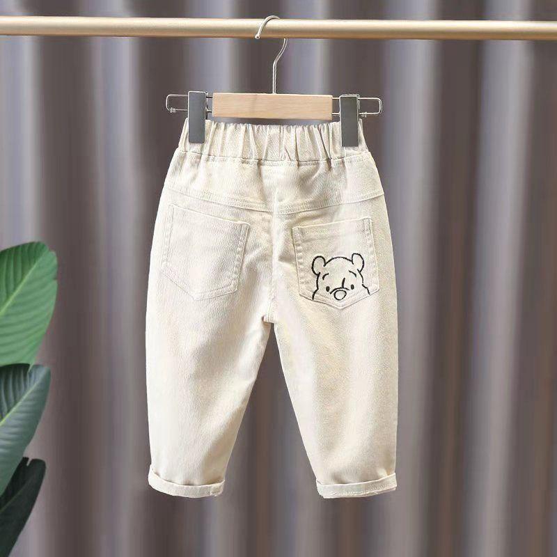 Стильні дитячі джинси котонові для дівчинки та хлопчика штани модні повсякденні джинсові білий 80