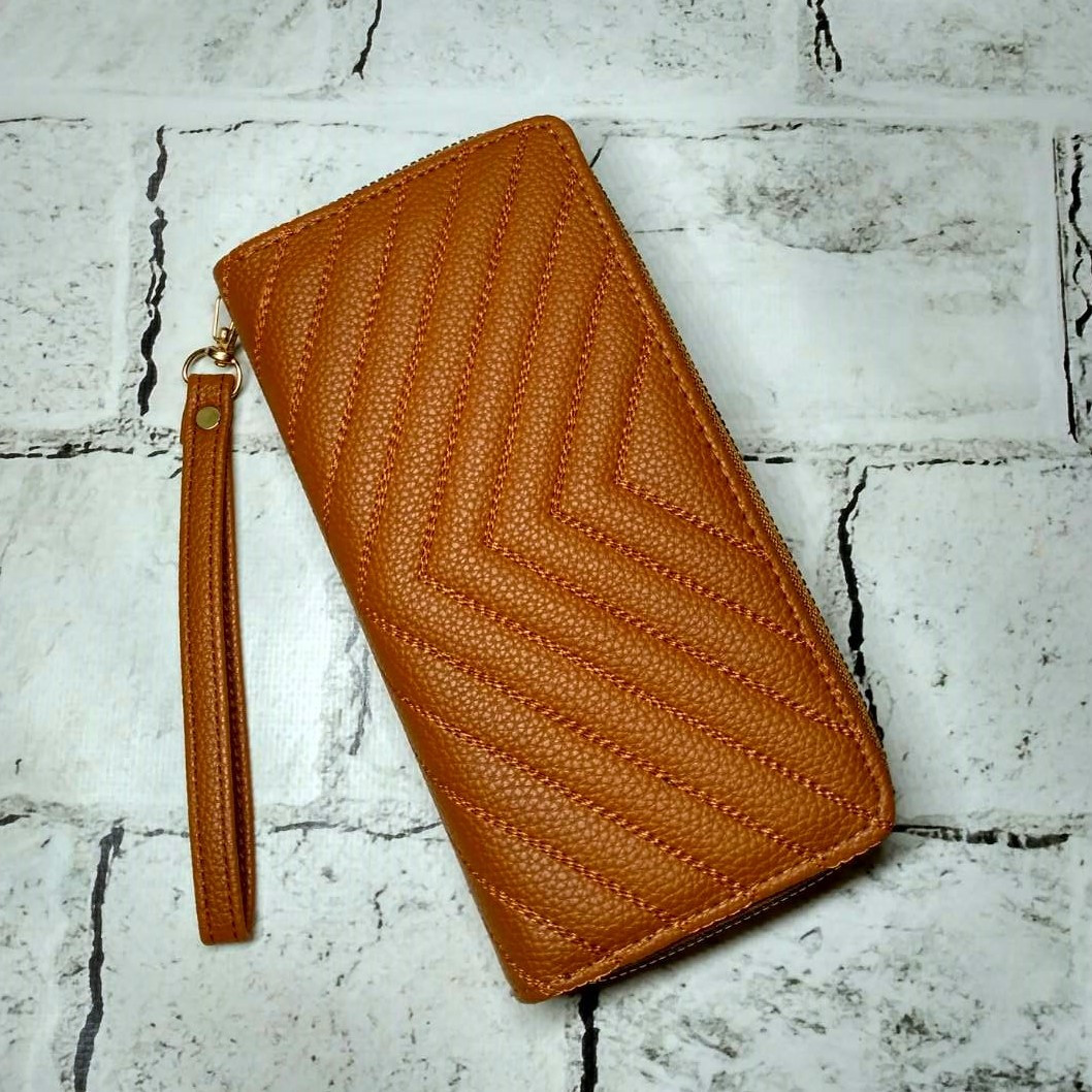 Гаманець жіночий на дві блискавки з ремінцем екошкіра Elegant 19х10х4 см Коричневий 317-36-3