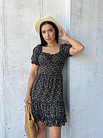 Красива ніжна літня жіноча міні сукня з зав'язками на грудях квітковий софт з коротким рукавом OS
