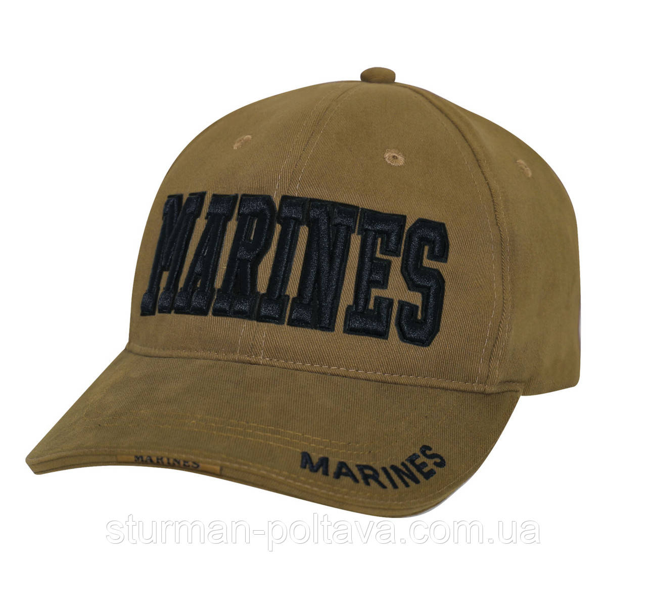 Бейсболка чоловіча з вишивкою Marines Deluxe бавовна твіл колір койот ліцензійна Rotcho США