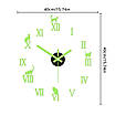 Великий настінний флуоресцентний годинник з акрилу. Зелені римські цифри. Тихий механізм. Годинник інтер'єрний., фото 2