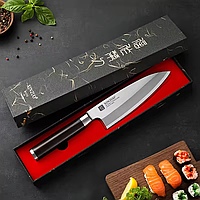 Кухонный нож Деба для разделки мяса и рыбы из Нержавеющей Стали Ebony Wood HEZHEN