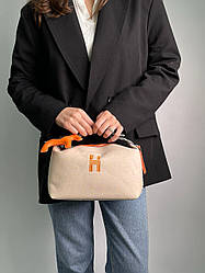 Жіноча сумка Эрмес бежева Hermes Case Bride-a-Brac Large Beige/Orange