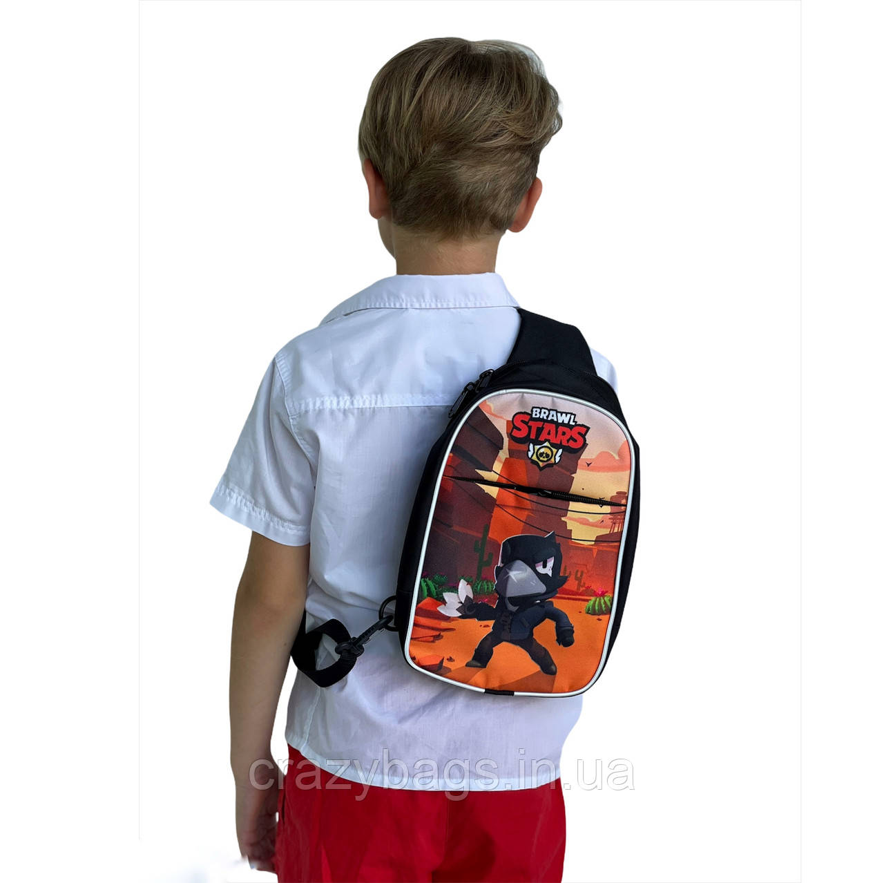 Стильна сумка Ворон Бравл Старс для хлопчиків 6-12 років від Crazy Bags - 28х22 см