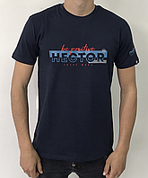 Футболка чоловіча бавовняна з написом Hector темно-синя