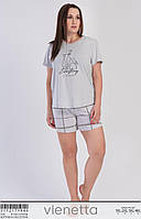 Комплект футболка с шортами 54-62 пижама женская (батал) для дома и сна хлопок трикотаж Vienetta (Турция)