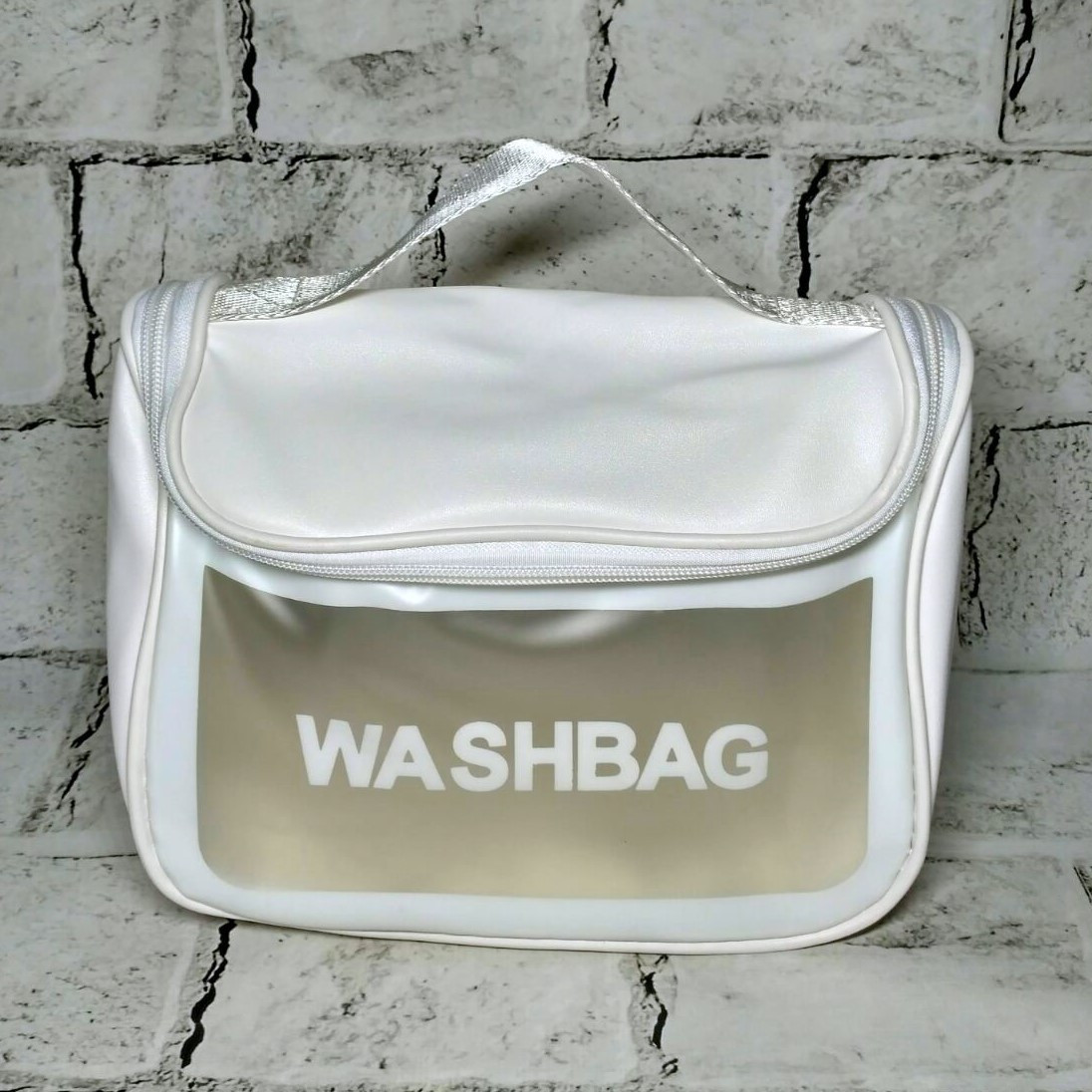 Косметичка жіноча дорожня з екошкіри Washbag Біла 22х16х12 см