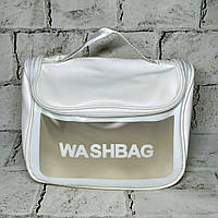 Косметичка женская дорожная экокожа Washbag Белая 22х16х12 см