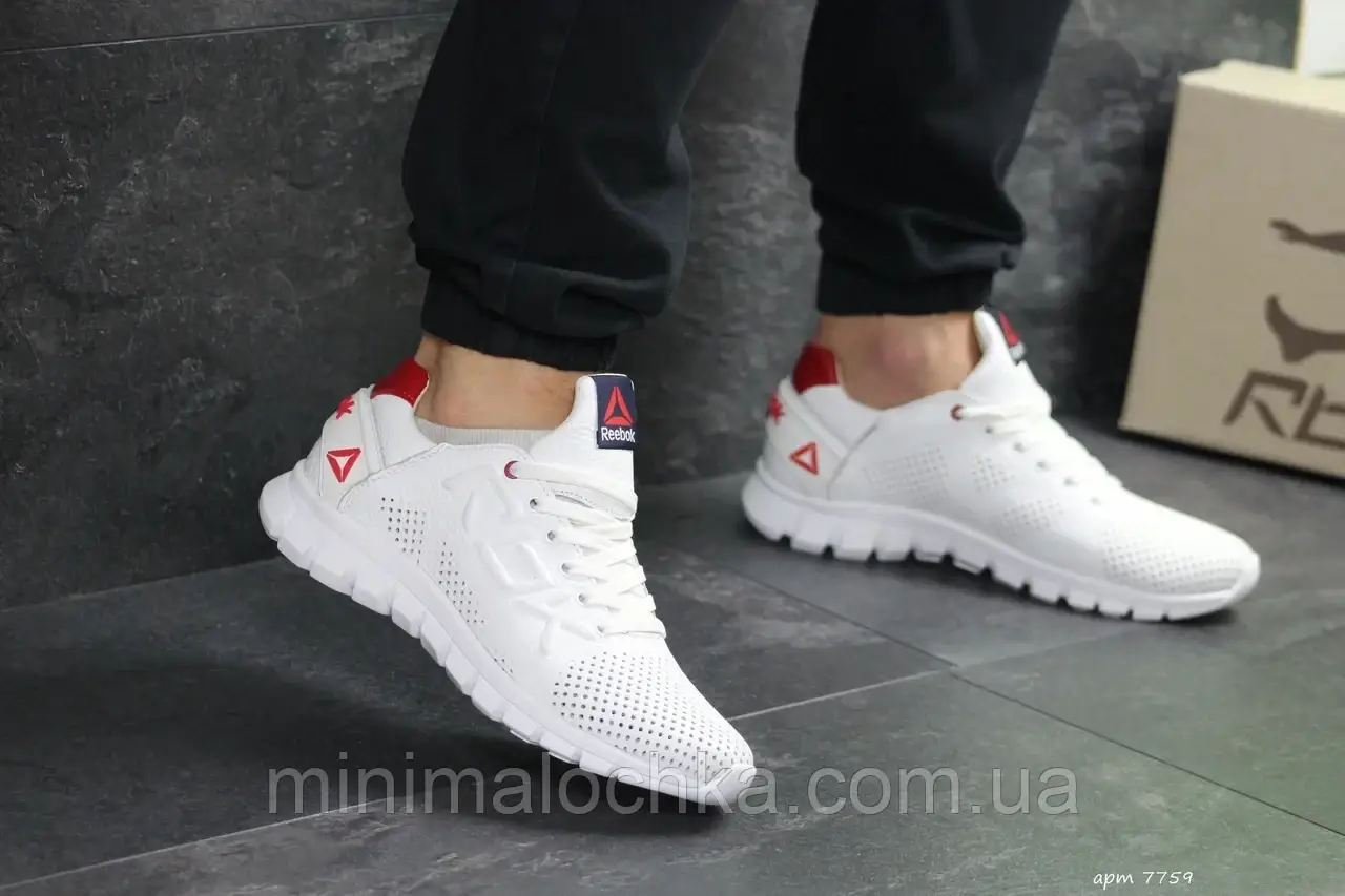 Натуральная Кожа! Летние кожаные мужские белые кроссовки в стиле Reebok ...