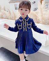 Нарядна сукня для дівчинки темно-синя 4991, розмір 100