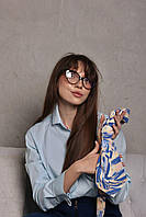 Женский галстук голубой с абстрактным принтом Modna KAZKA MKCRA202028