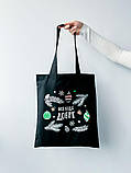 Шопер з бязі "Все буде добре" з друком Чорний Розмір: 35см х 40см, фото 3