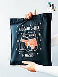 Шопер з бязі "Люблю зиму" з друком Чорний Розмір: 35см х 40см, фото 4