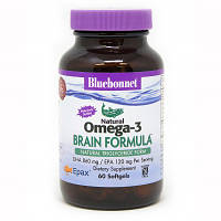 Жирные кислоты Bluebonnet Nutrition Омега-3 Формула для Мозга, Omega-3 Brain Formula, 60 желат (BLB0944)