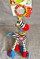 Іграшка брязкальце-підвіска на коляску Sozzy Зебра із дзеркальцем та шурхотом 43 см