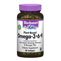 Жирные кислоты Bluebonnet Nutrition Омега 3-6-9 на Растительной Основе 1000мг, 90 желатиновых к (BLB-01012)