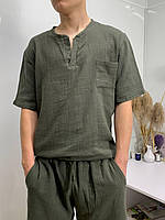 Чоловічий костюм футболка шорти муслін -льон