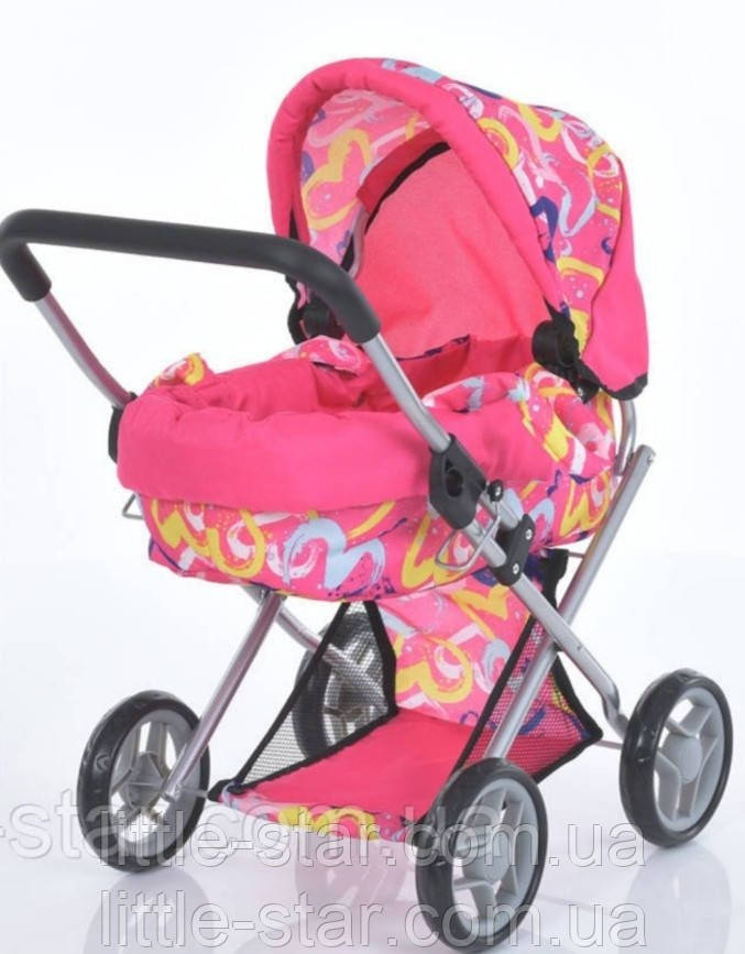 Коляска класична для ляльки 9369, металеві, висота до ручки - 54 см, бордо