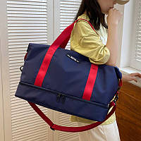Нейлоновая спортивная дорожняя сумка,ручная кладь,синяя