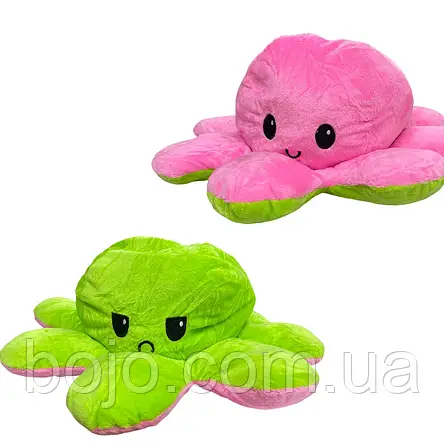 Восьминіг-перевертень двостороння іграшка - антистрес 30 см, Рожевий/Салатовий (GZ), фото 2