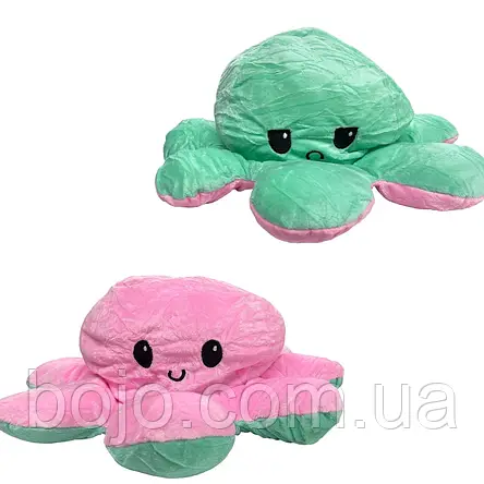 Восьминіг-перевертень двостороння іграшка - антистрес 30 см, Рожевий/Лаймовий (GZ), фото 2