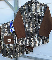 Джинсова куртка-сорочка з трикотажними рукавами для хлопчика 10-12 років, колір як на фото