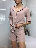 Костюм жіночий, рубашка шорти муслін, пудра