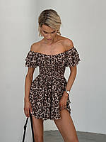 Леопардовое платье шифоновое