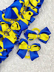 Гумки для волосся Ø4 см мікрофібра ЖЕЛТО-ГОЛУБИ 24 шт./пач.