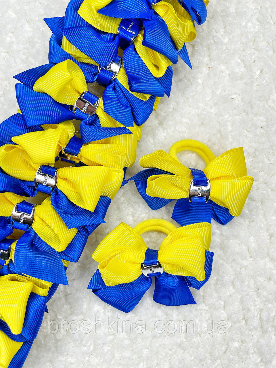 Гумки для волосся Ø4 см мікрофібра ЖЕЛТО-ГОЛУБИ 24 шт./пач., фото 1