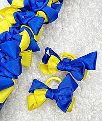 Гумки для волосся Ø4 см мікрофібра ЖЕЛТО-ГОЛУБИ 24 шт./пач.