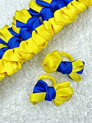 Гумки для волосся Ø4 см мікрофібра ЖЕЛТО-ГОЛУБИ 24 шт./пач.