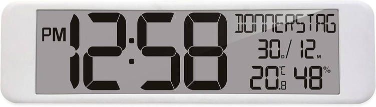 Настінний електронний годинник Technoline WS8120 White | Стильний дизайн, Великий дисплей, Календар, Термометр, Гігрометр, фото 3