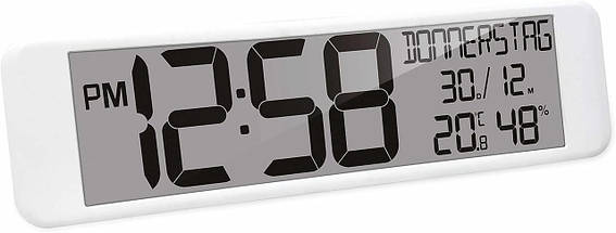 Настінний електронний годинник Technoline WS8120 White | Стильний дизайн, Великий дисплей, Календар, Термометр, Гігрометр, фото 2