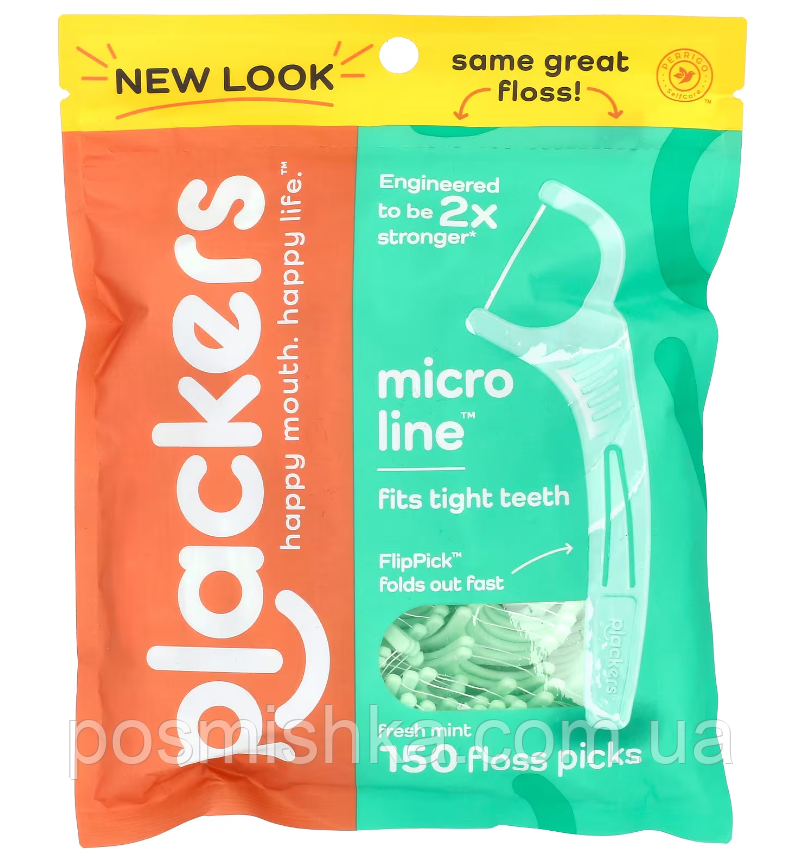 Plackers Micro Line зубна нитка свіжа м'ята 150 шт.