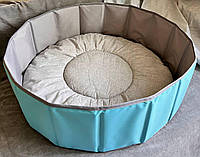 Манеж складной для новорожденного с ковриком 80х26 см голубой