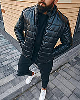 Premium quality Мужская черная короткая кожаная куртка ветровка демисезонная Мужская кожанка Косуха осень