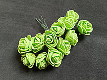 Трояндочки з фоамирана діаметр 2см (12шт) колір салатовий