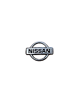 Емблема на капот, значок на багажник Nissan хром на направляючих 70х50мм УЦІНКА!