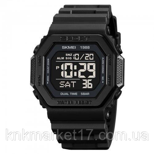 Водонепроникний до 5 атм цифровий годинник Skmei 1988BK Black, фото 1