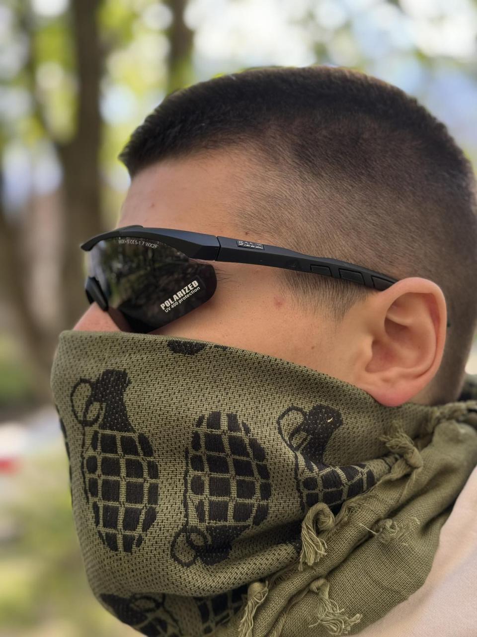 Сонцезахисні тактичні Окуляри 5.11 Aileron Shield чорна оправа з 3 лінзами з поляризацією PeremogaUA, фото 1