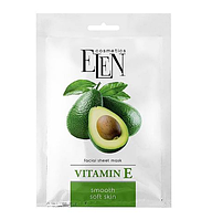 Тканевая маска для лица ELEN Vitamin E 25 мл - интенсивно увлажняет и питает кожу, разглаживает морщины