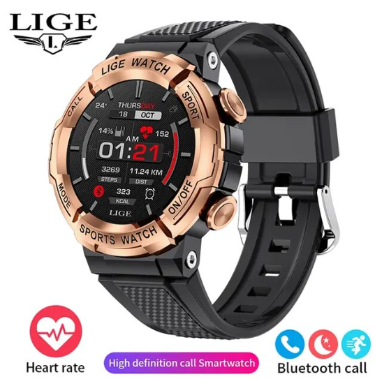 Чорний чоловічий смарт-годинник Smart Watch Lige ECG Black, розумний смарт годинник